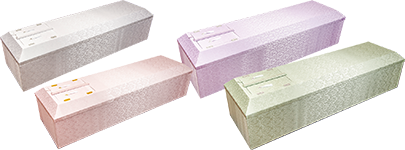 布張棺（無地･カラー）白、布張棺（無地･カラー）パープル、布張棺（無地･カラー）ピンク、布張棺（無地･カラー）グリーン